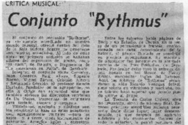 Conjunto "Rythmus" Crítica Musical