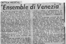 "Ensemble di Venezia" Crítica Musical