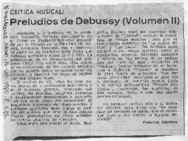 Preludios de Debussy (Volumen II) Crítica Musical