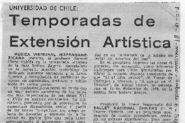 Tempordas de Extensión Artística Universidad de Chile