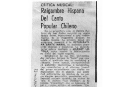 Raigambre Hispana del Canto Popular Chileno Crítica Musical
