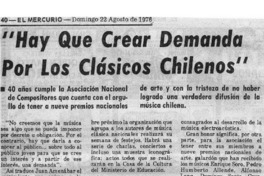 "Hay que crear demanda por los clásicos chilenos"