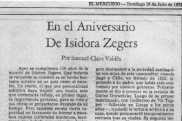 En el aniversario de Isidora Zegers