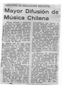 Mayor Difusión de Música Chilena Ministro de educación solicitó