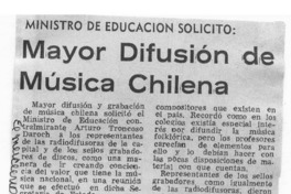 Mayor Difusión de Música Chilena Ministro de educación solicitó