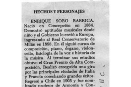 Hechos y personajes Enrique Soro Barriga