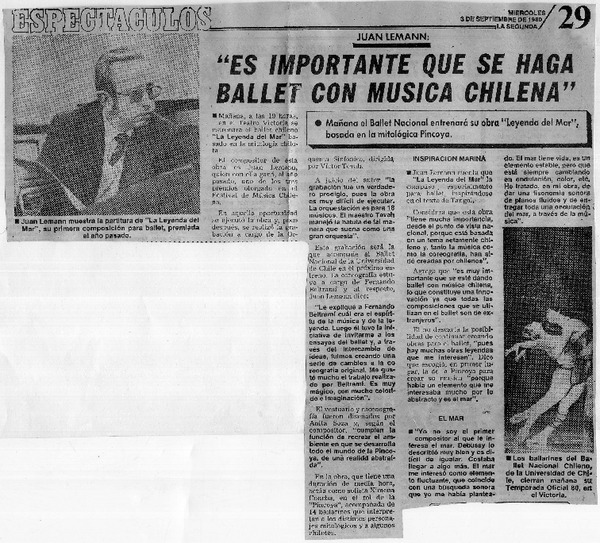 "Es importante que se haga ballet con música chilena" Juan Lemann