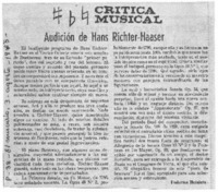 Audición de Hans Richter-Haaser Crítica Musical
