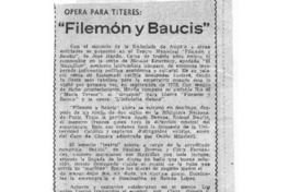 Opera para Títeres "Filemón y Baucis"