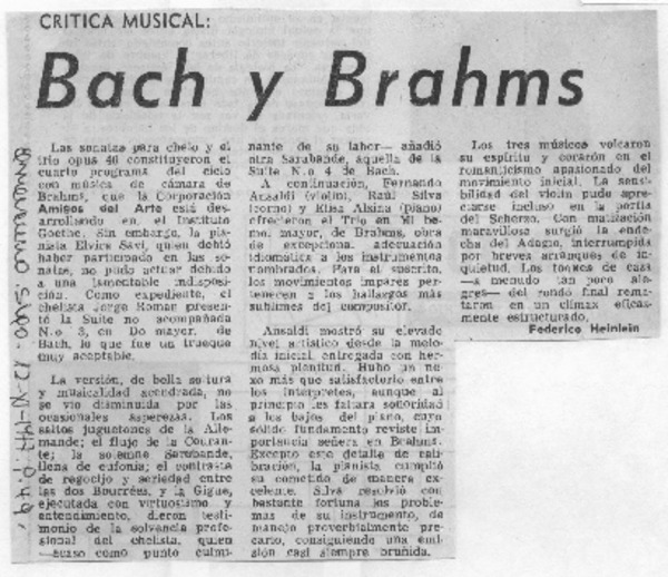 Crítica Musical Bach y Brahms