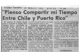 "Pienso Compartir mi Tiempo Entre Chile y Puerto Rico" Victor Tevah:
