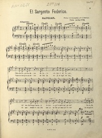El sargento Federico canción cuando los granaderos [para canto y piano] [música] : Gaztambide y Barbieri.