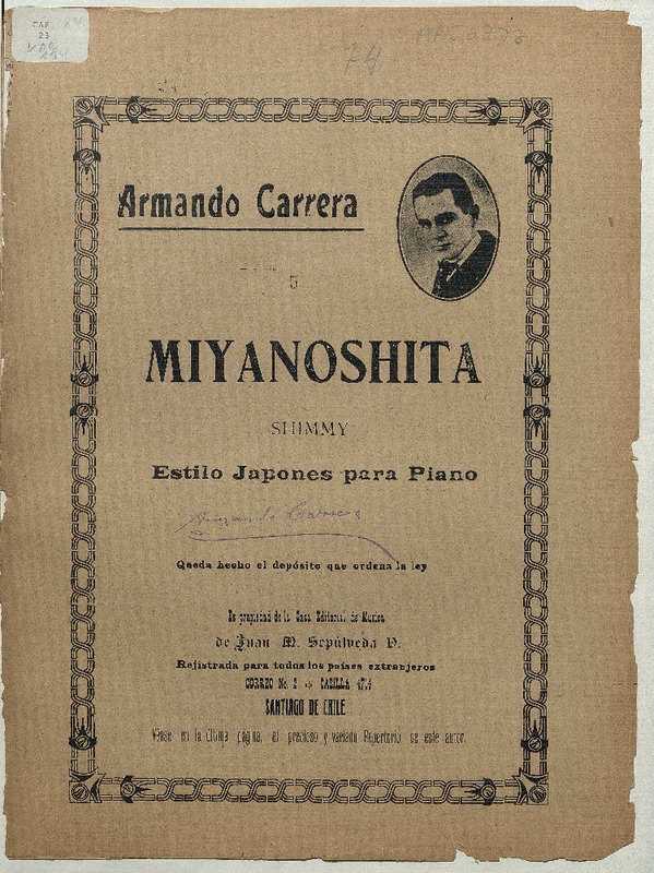 Miyanoshita shimmy, estilo japonés para piano [música] : letra de Luis Rojas Gallardo ; música Armando Carrera.