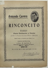 Rinconcito tango para guitarra y canto [música] : letra y música de Armando Carrera.