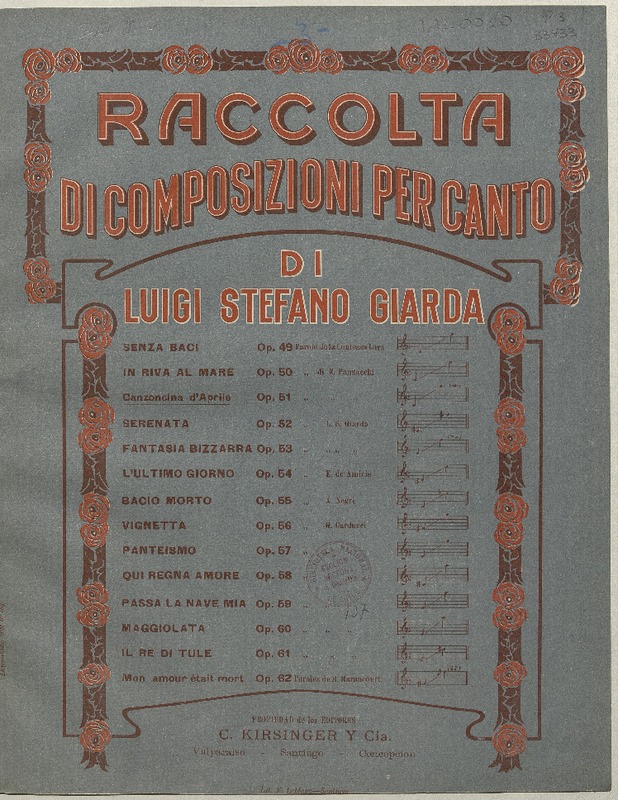 Canzoncina d'Aprile [para canto y piano] [música] : parole di E. Panzacchi ; Luigi Stefano Giarda.