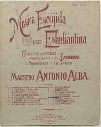 Danza de las horas fantasía ; arreglada para una o dos bandurrias o mandolinas y guitarra [música] : A. Ponchielli ; arreglada para estudiantina por Antonio Alba.
