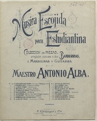 Coqueta gavotte ; arreglada para una o dos bandurrias o mandolinas y guitarra [música] : P. Sudessi ; arreglada por Antonio Alba.