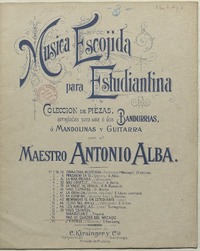 Pas de quatre intercalé dans l'operette le Mikado [música] : A. Sullivan ; Meyer-Lutz ; arreglada para estudiantina por Antonio Alba.