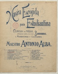 La mas pícara zamacueca ; arreglada para una o dos bandurrias o mandolinas y guitarra [música] : Antonio Alba.