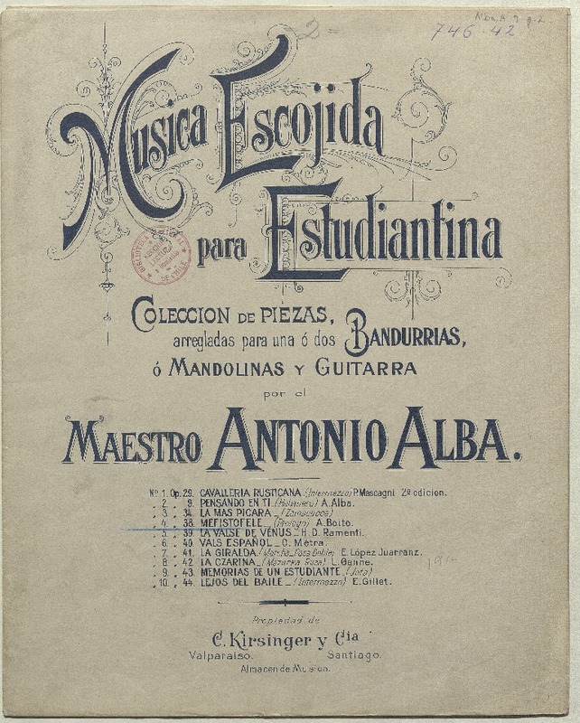Mefistófele meditazione sul prologo [para] dos bandurrias y piano [música] : A. Boito ; arreglo de Antonio Alba.