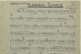 Plegaria simple vocal (canto) [música]: Carmela Mackenna ; letra de San Francisco de Asís (1182-1226).