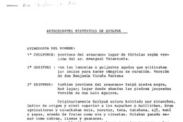 Antecedentes Históricos de Quilpué  [manuscrito].