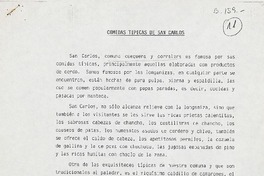 Comidas típicas de San Carlos  [manuscrito].