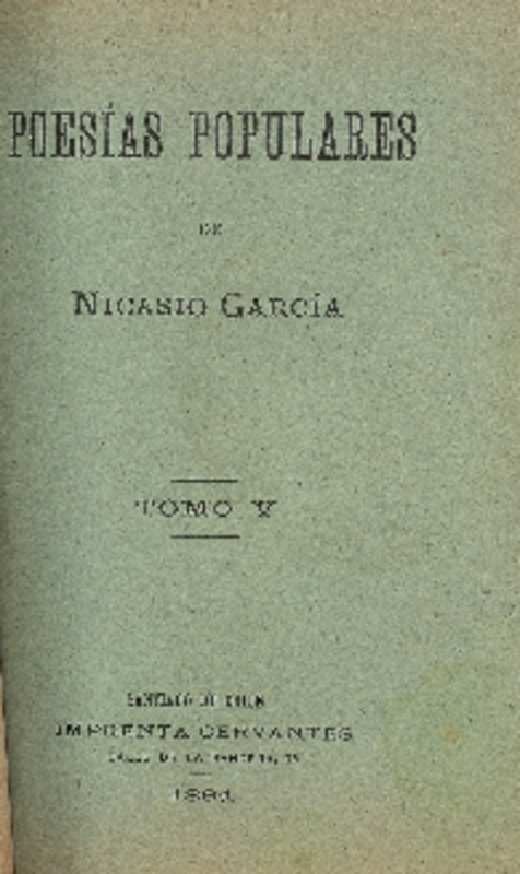 Poesías populares : tomo V de Nicasio García.