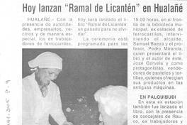 Hoy lanzan "Ramal de Licantén" en Hualañé.