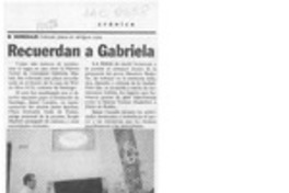 Recuerdad a Gabriela  [artículo].