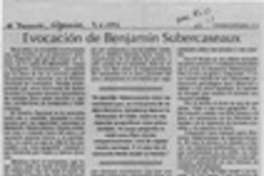 Evocación de Benjamín Subercaseaux  [artículo] Hugo Rolando Cortés.