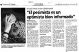 "El pesimista es un optimista bien informado"  [artículo] Claudia Sánchez R.