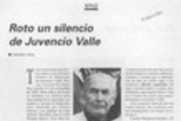 Roto un silencio de Juvencio Valle  [artículo] Virginia Vidal.