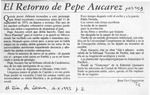 El retorno de Pepe Aucarez  [artículo] René Peri Fagerstrom.