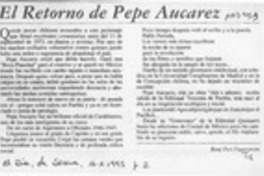 El retorno de Pepe Aucarez  [artículo] René Peri Fagerstrom.