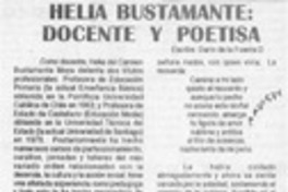 Helia Bustamante, docente y poetisa  [artículo] Darío de la Fuente.