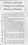 Publican antología bilingüe de Gabriela Mistral en Polonia  [artículo].