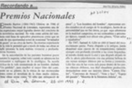 Premios Nacionales  [artículo] Ana Iris Alvarez Núñez.