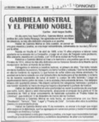 Gabriela Mistral y el Premio Nobel  [artículo] José Vargas Badilla.