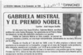 Gabriela Mistral y el Premio Nobel  [artículo] José Vargas Badilla.