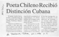 Poeta chileno recibió distinción cubana  [artículo].