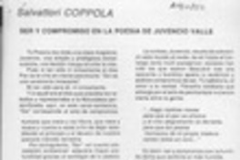 Ser y compromiso en la poesía de Juvencio Valle  [artículo] Salvattori Coppola.