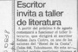 Escritor invita a taller de literatura  [artículo].