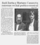 Raúl Zurita y Mariano Casanova estrenan recital poético-musical