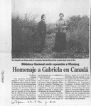 Homenaje a Gabriela Mistral en Canadá  [artículo].