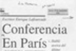Conferencia en París  [artículo].