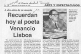 Recuerdan hoy al poeta Venancio Lisboa  [artículo].