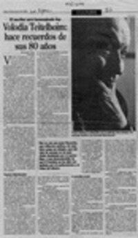 Volodia Teitelboim hace recuerdos de sus 80 años  [artículo] Richard Vera.