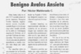Benigno Avalos Ansieta  [artículo] Héctor Maldonado C.