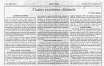 Cuatro escritores chilenos  [artículo] Ramón Riquelme.